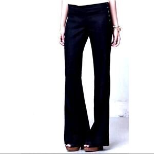 ANTHROPOLOGIE Elevenses The Brighton Linen Trouser Wide Leg-Black Size 8